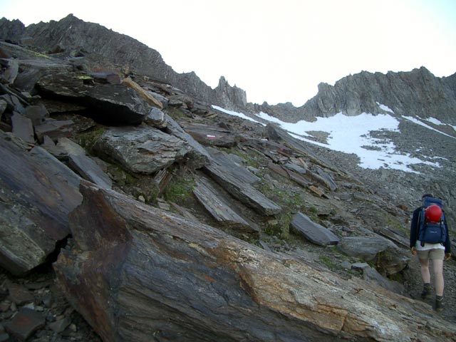 Daniela auf Weg 502 zwischen Furtschaglkar und Sch&ouml;nbichler Horn (29. Juli)