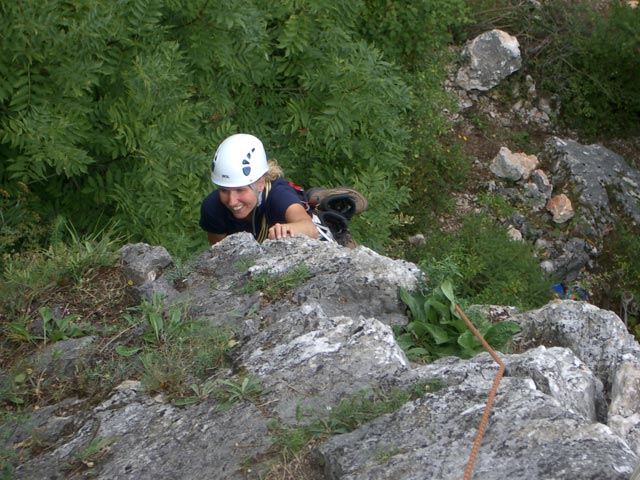 Draschgrat: Sonja in der Variante der 1. Seillänge