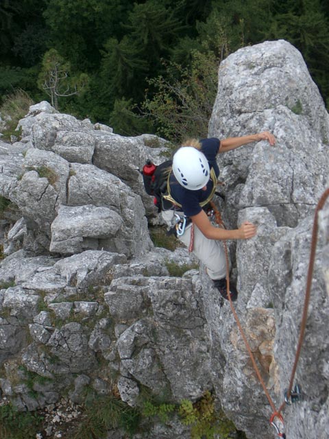 Draschgrat: Sonja in der 6. Seillänge