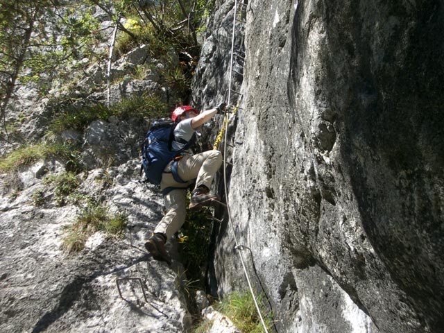 Daniela am Beginn der Schlüsselstelle