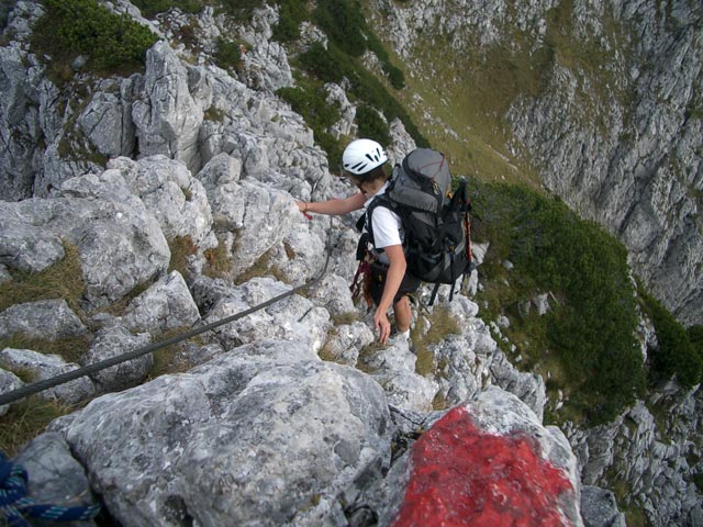 Gudrun auf Weg 631 zwischen Steinriesenkogl und Hohem Stichkogl (8. Okt.)