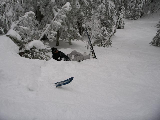 Peter zwischen Standardabfahrt und Draxlerloch-Abfahrt