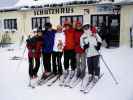 Sonja, Andreas, Doris, Gudrun, Christoph und Daniela beim Hochkar-Schutzhaus, 1.491 m (31. Dez.)