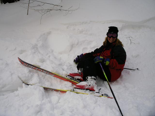 Sonja in der Trasse eines ehemaligen Schlepplifts