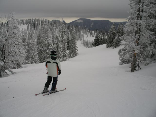 Daniela bei der Bergstation des Spitzplanecklifts