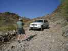 Herwig in der Schlüsselstelle des Buckskin Mountains Jeep Trails (11. Mai)