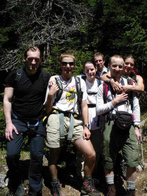 Erich, ich, Daniela, Erich, Christoph und Gudrun zwischen Hochlantsch und Wirtshaus Steirischer Jokl