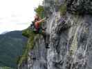 Extrem-Klettersteig: Carmen in der Schlüsselstelle