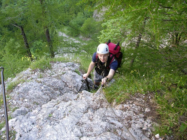 Alpenvereinssteig: Christoph auf der fünften Leiter