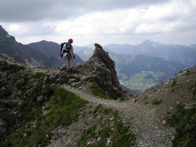 Daniela am Mindelheimer Klettersteig zwischen 1. Schafalpenkopf und 2. Schafalpenkopf (1. Juli)