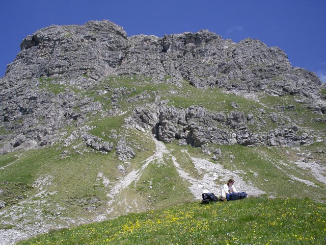 Daniela zwischen Mindelheimer Hütte und Geißhorn (2. Juli)