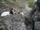 Daniela am Mindelheimer Klettersteig zwischen südwestlichem Einstieg und 1. Schafalpenkopf (1. Juli)