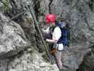 Daniela am Mindelheimer Klettersteig zwischen südwestlichem Einstieg und 1. Schafalpenkopf (1. Juli)