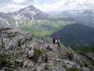 Daniela am Mindelheimer Klettersteig zwischen südwestlichem Einstieg und 1. Schafalpenkopf (1. Juli)