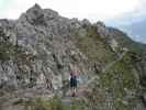 Daniela am Mindelheimer Klettersteig zwischen 1. Schafalpenkopf und 2. Schafalpenkopf (1. Juli)