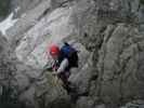 Daniela am Mindelheimer Klettersteig zwischen 1. Schafalpenkopf und 2. Schafalpenkopf (1. Juli)