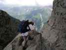 Daniela am Mindelheimer Klettersteig zwischen 1. Schafalpenkopf und 2. Schafalpenkopf (1. Juli)