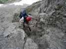 Daniela am Mindelheimer Klettersteig zwischen 1. Schafalpenkopf und 2. Schafalpenkopf (1. Juli)