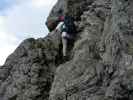 Daniela am Mindelheimer Klettersteig zwischen 1. Schafalpenkopf und 2. Schafalpenkopf (1. Juli)