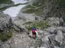 Daniela am Mindelheimer Klettersteig zwischen 1. Schafalpenkopf und 2. Schafalpenkopf (1. Juli)