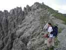 Daniela am Mindelheimer Klettersteig zwischen 1. Schafalpenkopf und 2. Schafalpenkopf (1. Juli)