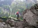 Daniela am Mindelheimer Klettersteig zwischen 1. Schafalpenkopf und 2. Schafalpenkopf (1. Juli)