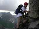 Daniela am Mindelheimer Klettersteig zwischen 2. Schafalpenkopf und 3. Schafalpenkopf (1. Juli)