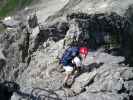 Daniela am Mindelheimer Klettersteig zwischen 2. Schafalpenkopf und 3. Schafalpenkopf (1. Juli)