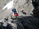 Daniela am Mindelheimer Klettersteig zwischen 2. Schafalpenkopf und 3. Schafalpenkopf (1. Juli)