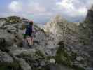 Daniela am Mindelheimer Klettersteig zwischen 2. Schafalpenkopf und 3. Schafalpenkopf (1. Juli)