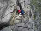 Daniela am Mindelheimer Klettersteig zwischen 2. Schafalpenkopf und 3. Schafalpenkopf (1. Juli)