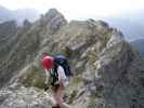 Daniela am Mindelheimer Klettersteig zwischen 2. Schafalpenkopf und 3. Schafalpenkopf (1. Juli)