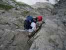 Daniela am Mindelheimer Klettersteig zwischen 3. Schafalpenkopf und nordöstlichem Einstieg (1. Juli)