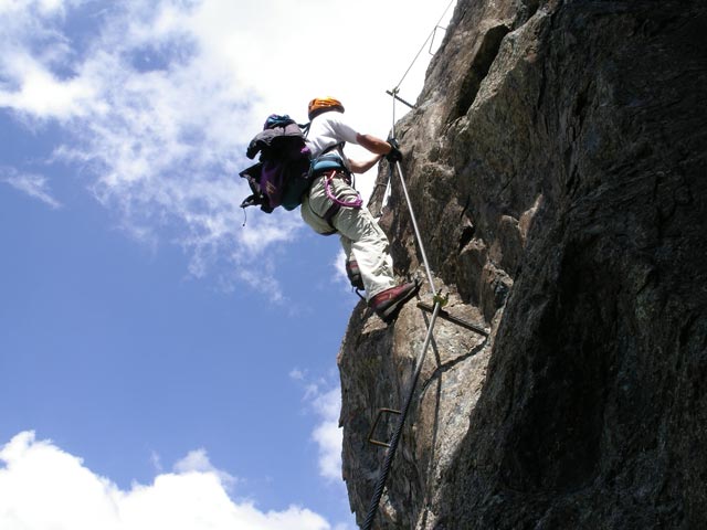 Blauspitz-Klettersteig: Erich im letzten Aufschwung (14. Juli)