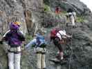 Blauspitz-Klettersteig: Erich, Edith, Norbert und Gerhard beim Einstieg (14. Juli)