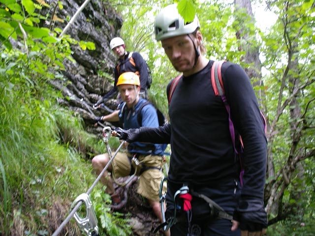 Klettersteig Postalmklamm: Camillo, Herbert und Erich beim Einstieg