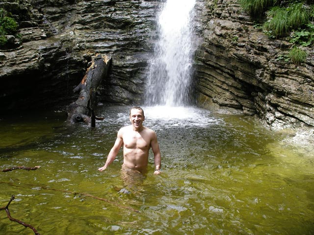 Klettersteig Postalmklamm: Herbert in der großen Badewanne