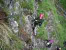 Klettersteig Postalmklamm: Daniela, Erich und Herbert in der Karstquellenwand