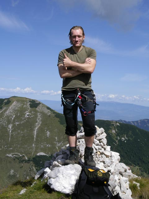 Hochstuhl-Klettersteig: Erich nach dem Steigbuch (2. Sep.)