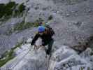 Hochstuhl-Klettersteig: Irene im Einstieg (2. Sep.)