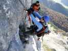 Kaiserschild-Klettersteig: Irene im 'Schwarzen Quergang'