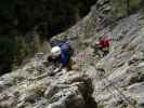 Pittentaler Klettersteig: Christoph und Daniela in der Schlüsselstelle