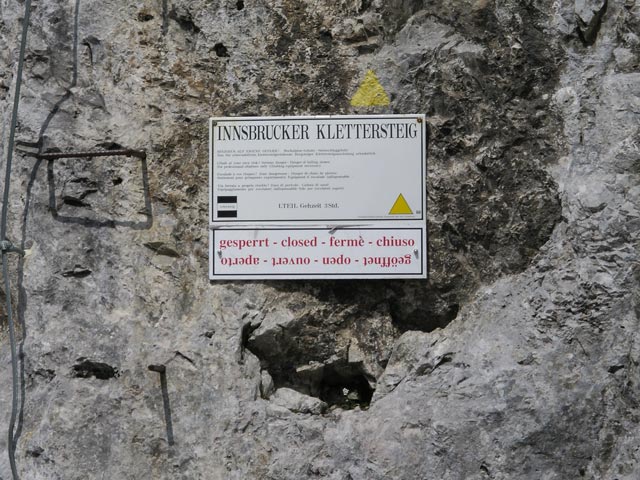 Innsbrucker Klettersteig: Einstiegstafel