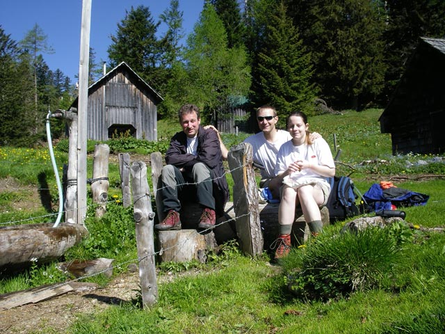 Erich, ich und Daniela auf der Sandlingalm (19. Mai)