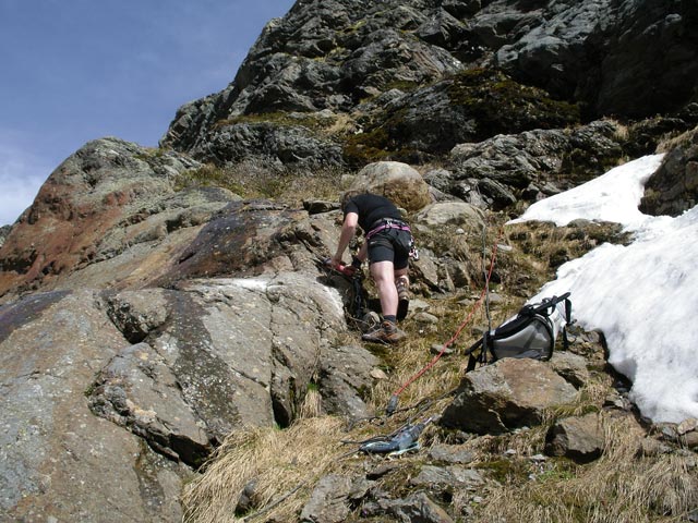 Gletscherstube-Klettersteig: Bauarbeiten am Einstieg