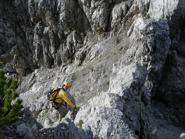 Wankspitze-Klettersteig: Axel zwischen Wankspitze-Hauptgipfel und Wankspitze-Vorgipfel