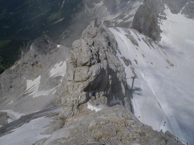 Westgrat-Klettersteig: Mathias auf der Seilbrücke (8. Juni)