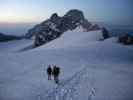 Erich, Irene und Mathias am Hallstätter Gletscher zwischen Seethaler Hütte und Schulteranstieg (9. Juni)