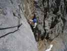 Sky Walk-Klettersteig: Irene am Beginn der Plattenquerung (9. Juni)