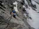 Sky Walk-Klettersteig: Irene am Ende des überhängenden Pfeilers (9. Juni)